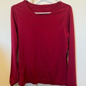 Lululemon Athletica Red Fitted Long Sleeve Tee